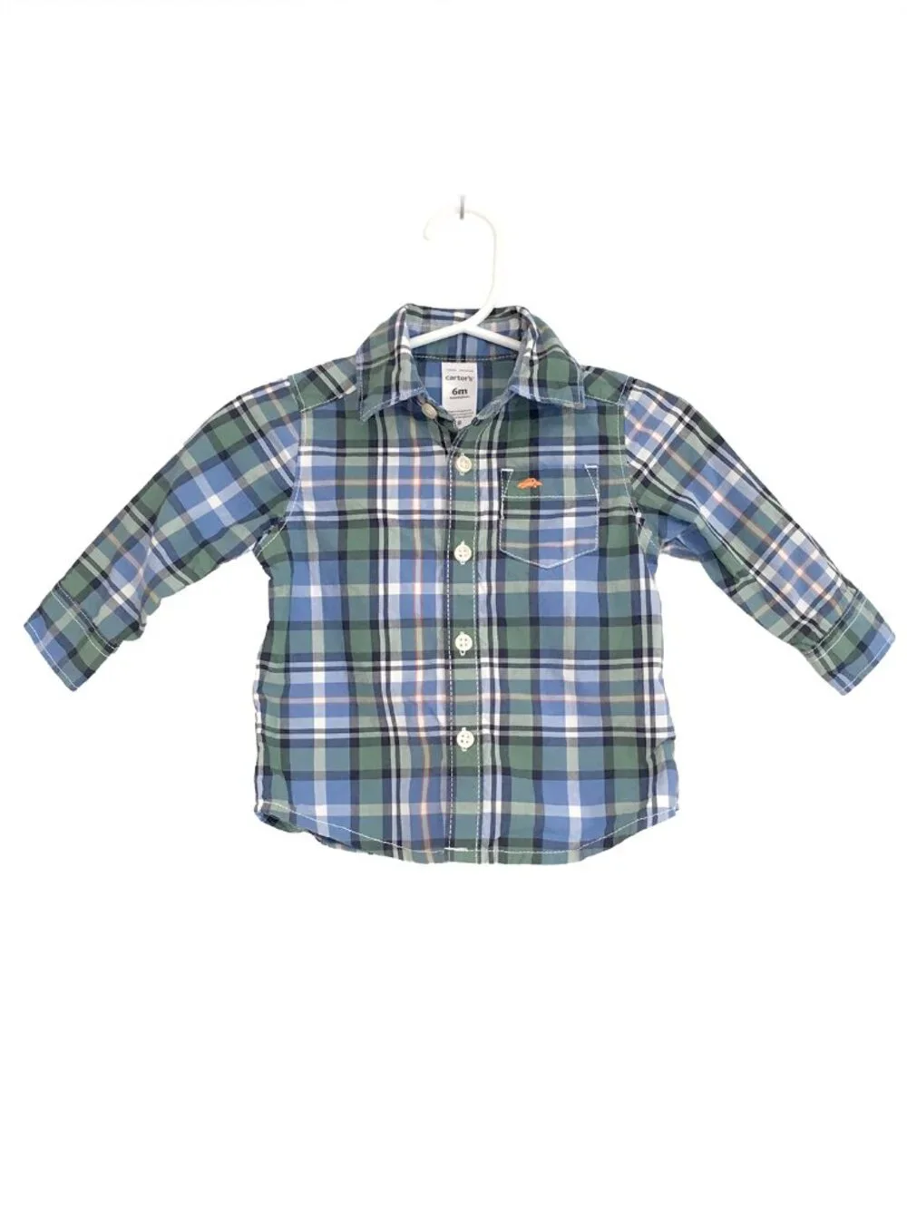 Carters Plaid Long Sleeve Shirt Size 6 Month